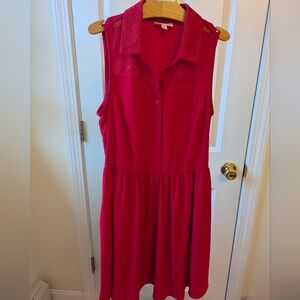 Maison Jules Red Sleeveless Polo Collar Sundress